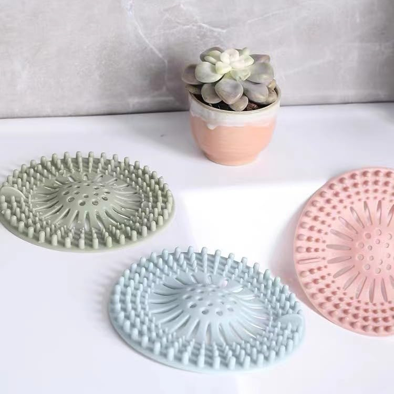 3 Pack Pet Dog Hair Catcher Shower Drain Cover,Hair Stopper Drain Protector Universal Silicone Sink Strainer for Bathtub Kitchen and Bathroom (Blue, One Size) image number 4