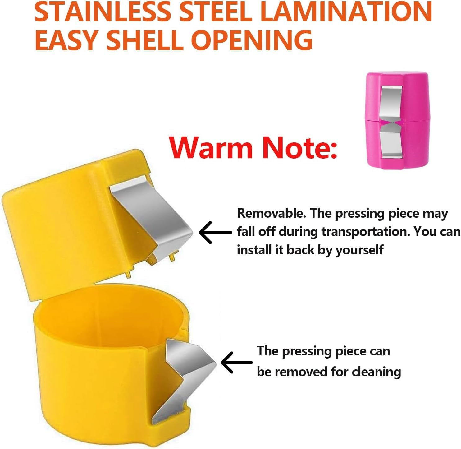 3Pcs Egg Shell Opener, Egg Opener Tool, Egg Shell Breaker, Egg Cracker Separator Handheld Egg Opener, Egg Peeler Tool, Kitchen Gadgets for Cooking Camping (Orange&Pink&Yellow) image number 4