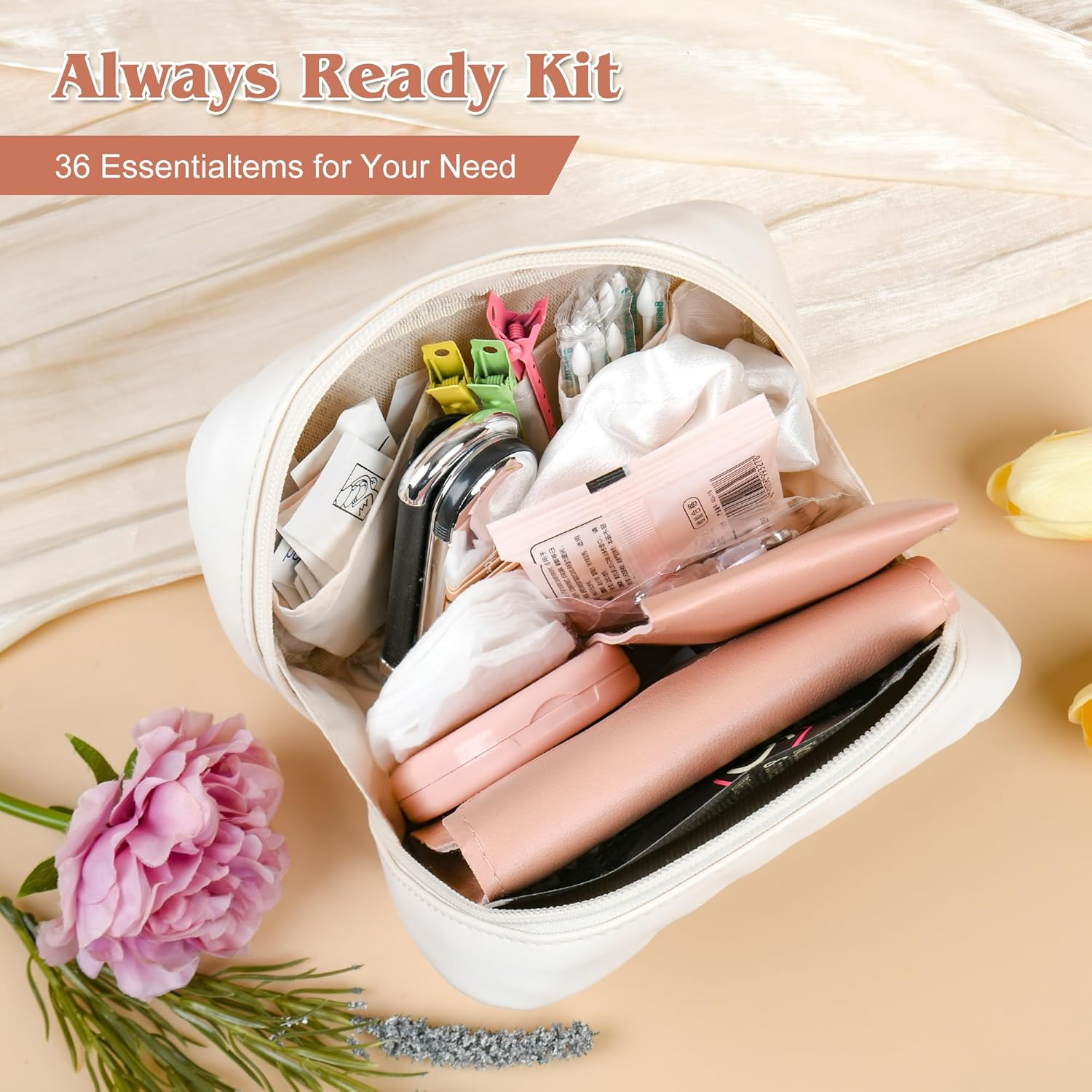 Seven Uncles Bridal Emergency Kit for Wedding Day for Bride Weddings Ultimate Set with 36 Pcs Essentials Items for Brides | Ideal W-Edding Day & Daily Use, White, &lrm;Bride Emergency Kit image number 2