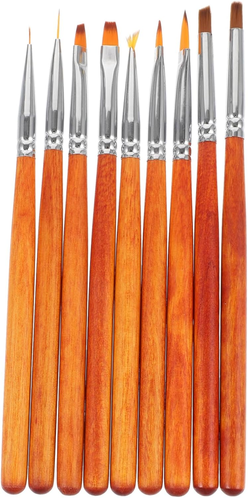 9-Piece Nail Art Brush Set Gradient Liner Pens Wooden Handle Nail Design Tools for Women for Manicure and Detailing image number 3