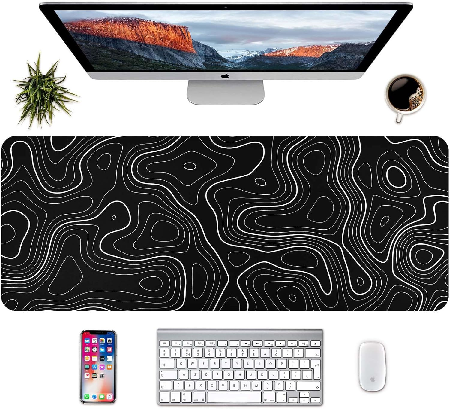 Topographic Map Desk Mat, Large Mouse Pad 800X300X3 Mm, Gaming Mouse Mat, Big Full Keyboard Desk Mat, Waterproof Non-Slip Mouse Mat Pad, Rubber Base, for Keyboard Computer PC Gamer Desk Office image number 3