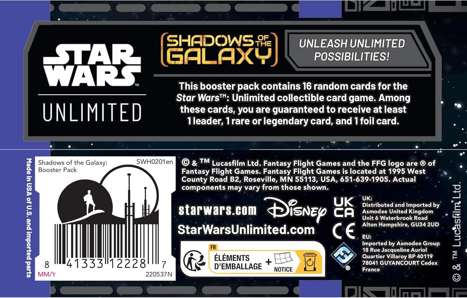 Fantasy Flight Games Star Wars: Unlimited TCG Shadows of the Galaxy 24 Booster Packs Trading Card Game image number 4