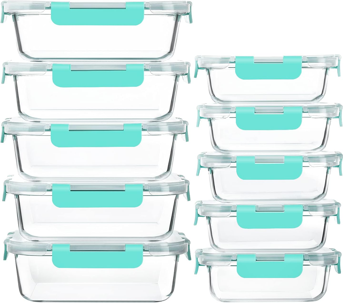 [10 Pack] Glass Meal Prep Containers with Lids-Mcirco Glass Food Storage Containers with Lifetime Lasting Snap Locking Lids, Airtight Lunch Containers, Microwave, Oven, Freezer and Dishwasher Safe