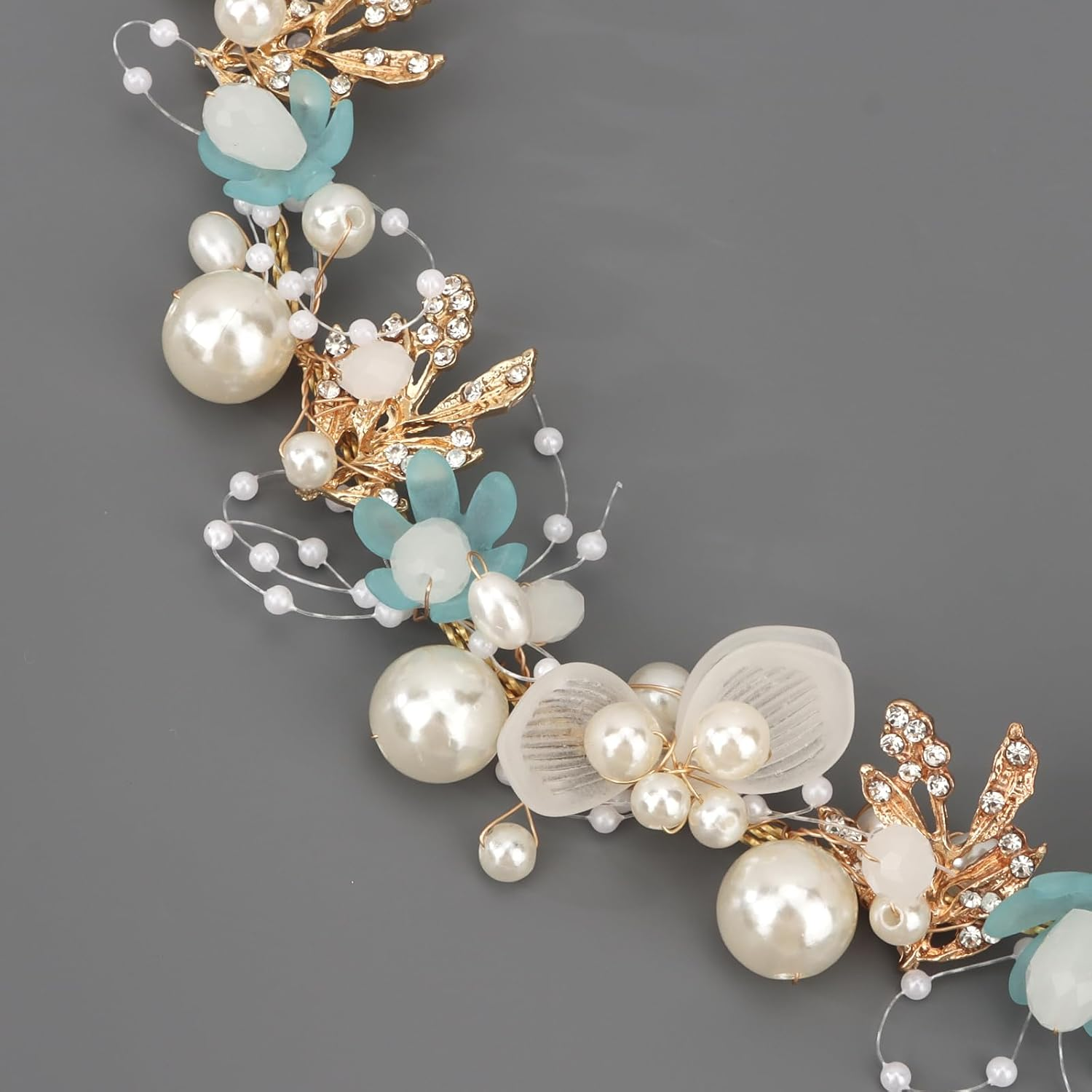 Pruadeor Pearl Rhinestone Bridal Hair Accessories - Rhinestone Hair Bands for Women, Luxurious for Wedding & Party image number 2