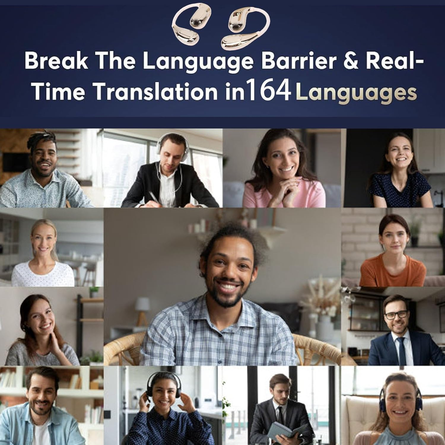 Luocute Real Time 164 Language Translation Earbud, AI Translation Earphones 0.5S Delay, 5.4, 7 Modes, 36H Playtime, IPX4 Waterproof with Voice Memo for Workout, Business, (Rose Golden) image number 3