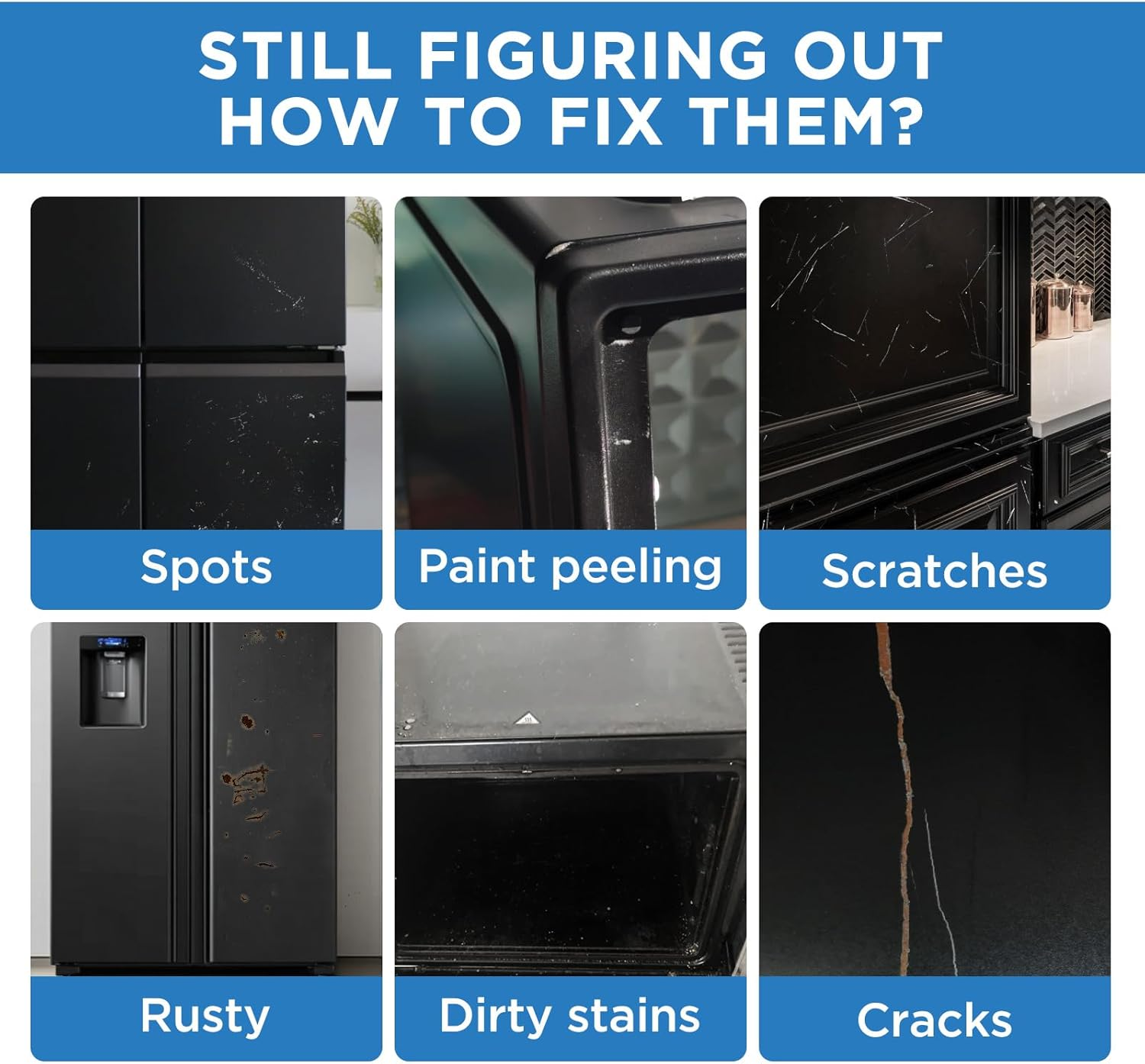 Black Paint Semi-Gloss Black Multi Surface Touch up Paint Repair for Wall,Door,Cabinets,Wood,Furniture, Appliance,Tile,Porcelain,Touch up Paint Pen for Refrigerators,Washers,Dishwashers,Microwave