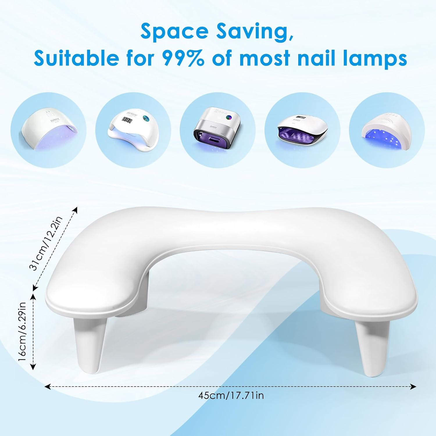 LIONVISON Arm Rest for Nails Tech U Shaped - Comfortable Manicure Nail Hand Rest Pillow Cushion, Nail Armrest Stand for Acrylic Nail Art Tech, Quick Installation, White - Grey image number 6