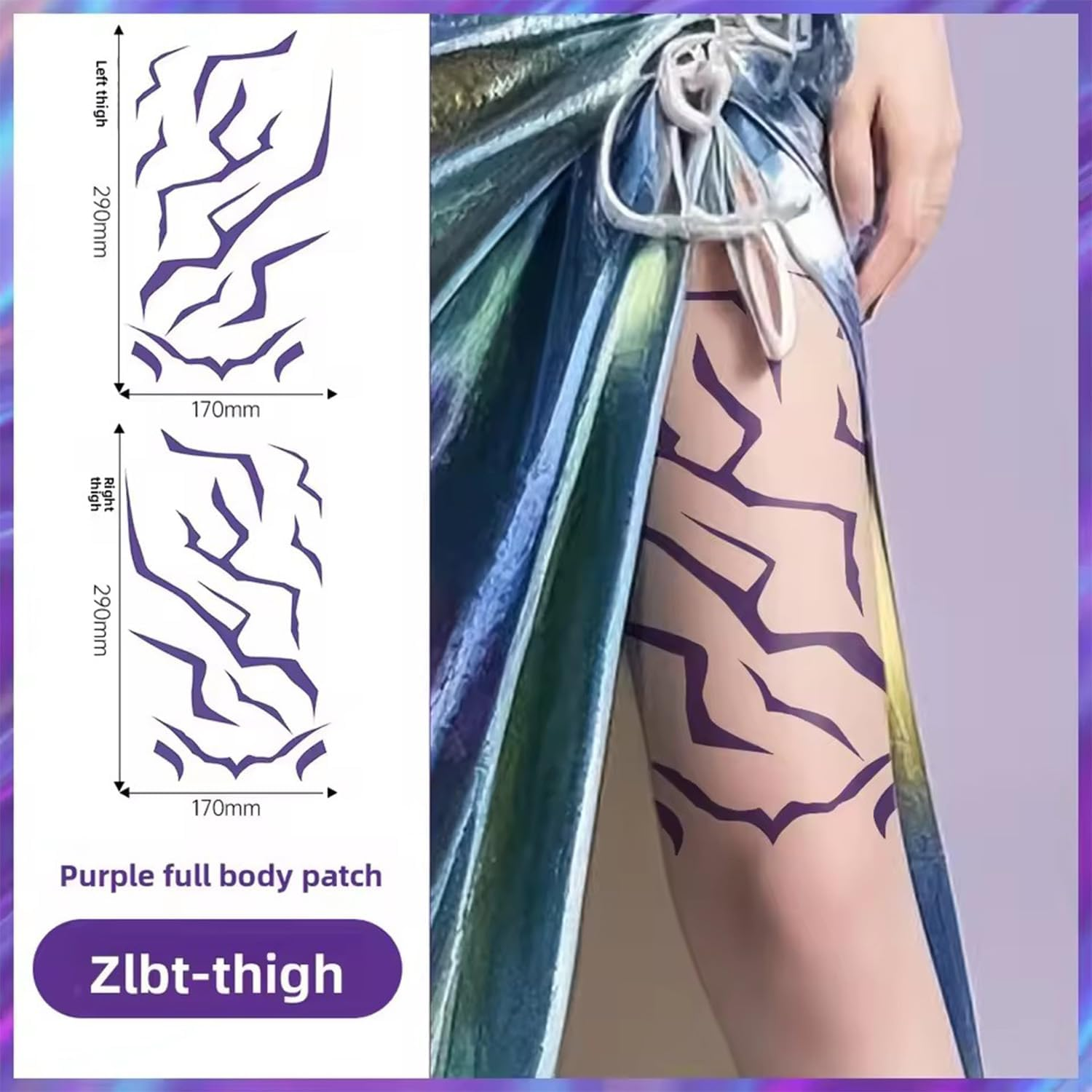 4 Sheets Temporary Tattoos,16Pcs Kpop Anime Rumi Tattoos Cosplay Body Tattoos Stickers for Face Thighs Waist,Costume Accessories for Halloween Christmas Party Favors (B) image number 1