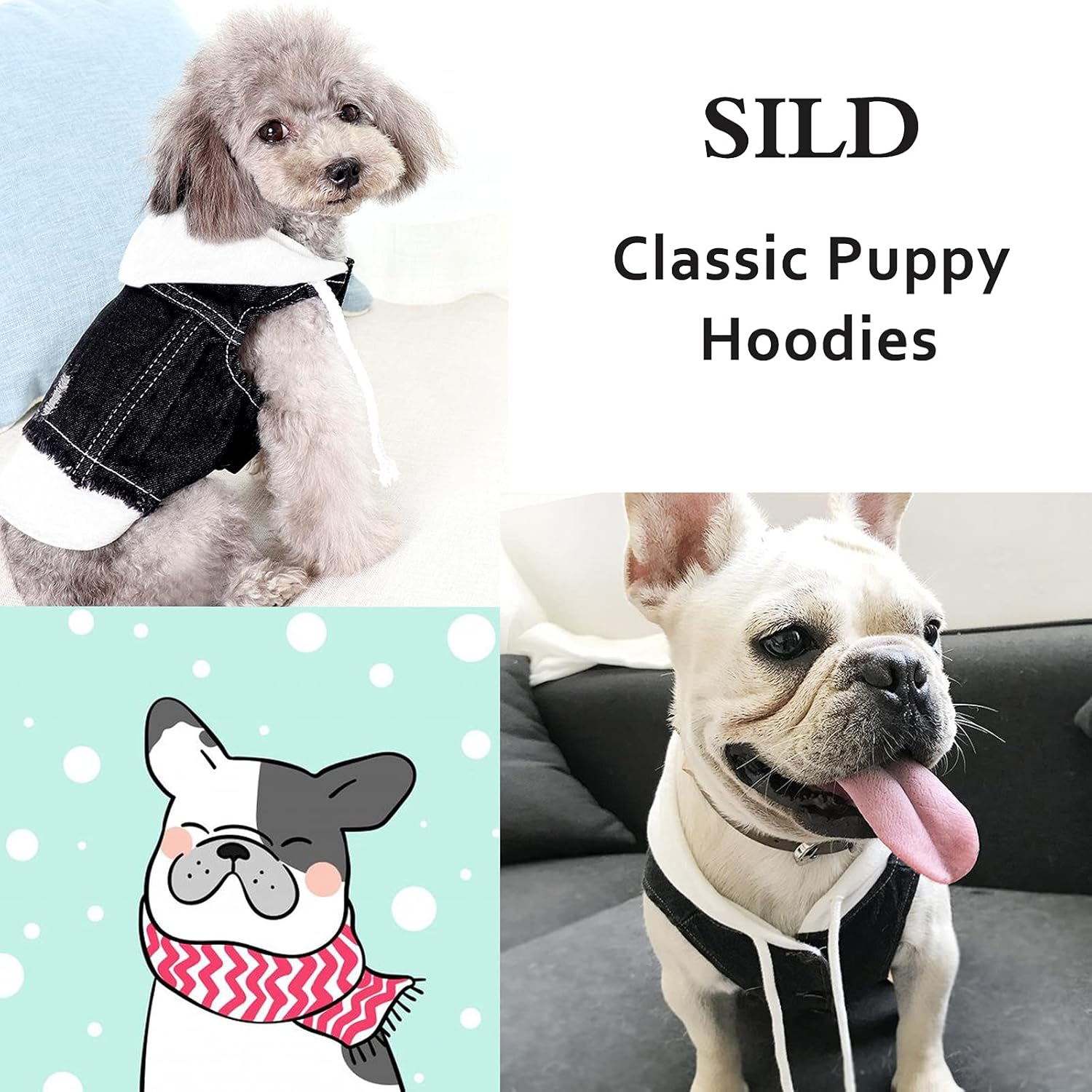 SILD Pet Clothes Dog Jeans Jacket Puppy Cat Clothes Dog Hoodies Cool Coat Dog Clothes for Small Medium Dogs (Xxl,White Hat) image number 2