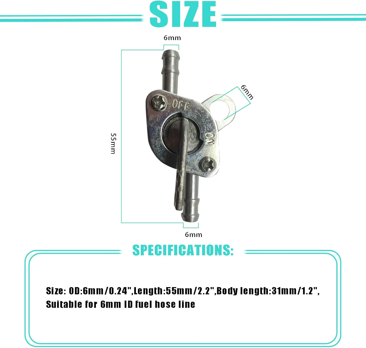 Gas Fuel Hose Oil Filter Clamps Inline Fuel Shut off Valve Petcock Petrol Switch for 50Cc 70Cc 110Cc 125Cc 150Cc 250Cc Mini Bike Dirt Bike Pit Bike Tao Tao Motorcycle Scooter Quad ATV and Go Karts