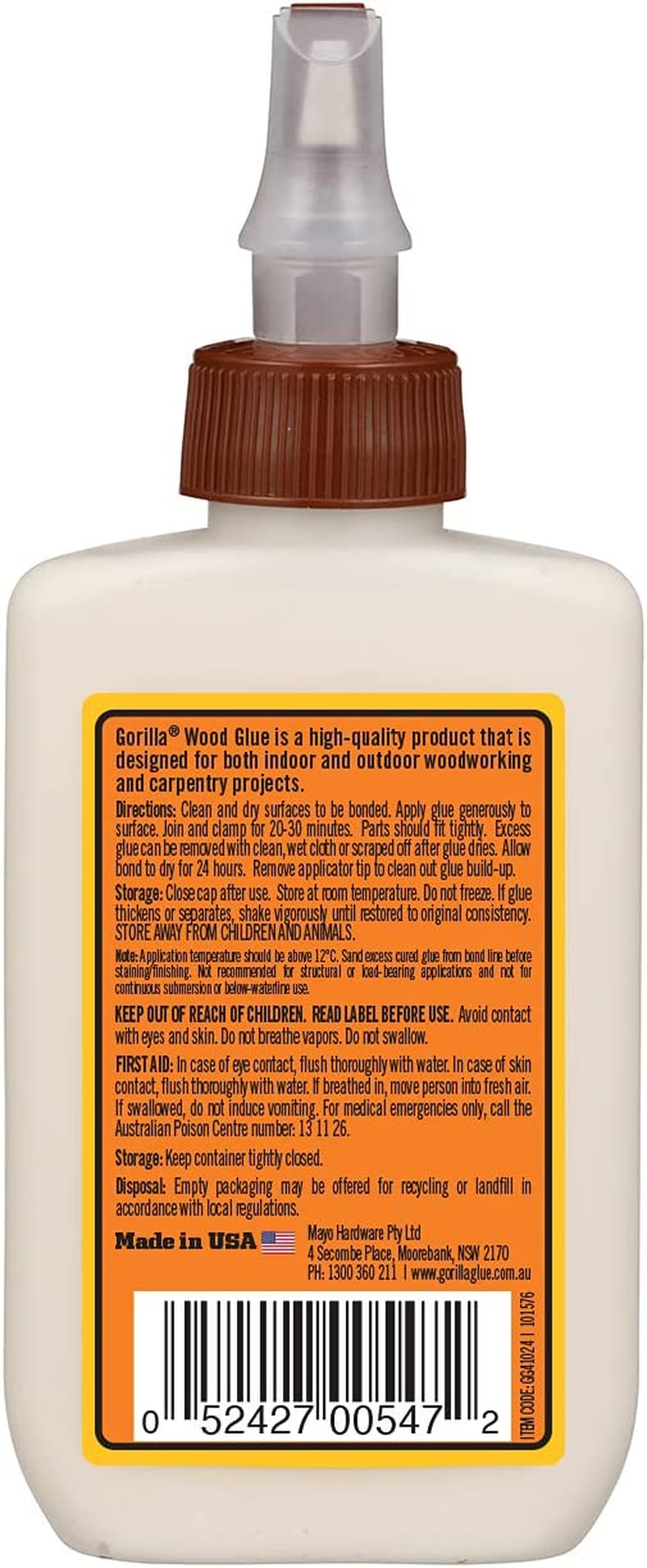 Gorilla Glue Wood Glue, Indoor & Outdoor Carpentry Projects, Paintable, Sandable, Moisture Resistant, Clamping, Natural Color, 118Ml/4Oz (Pack of 1), GG41024 image number 4