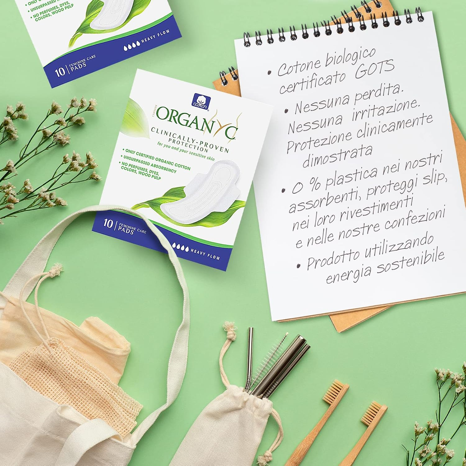 Organyc Ultra Thin Pads, Heavy Wings, 10 Count image number 4