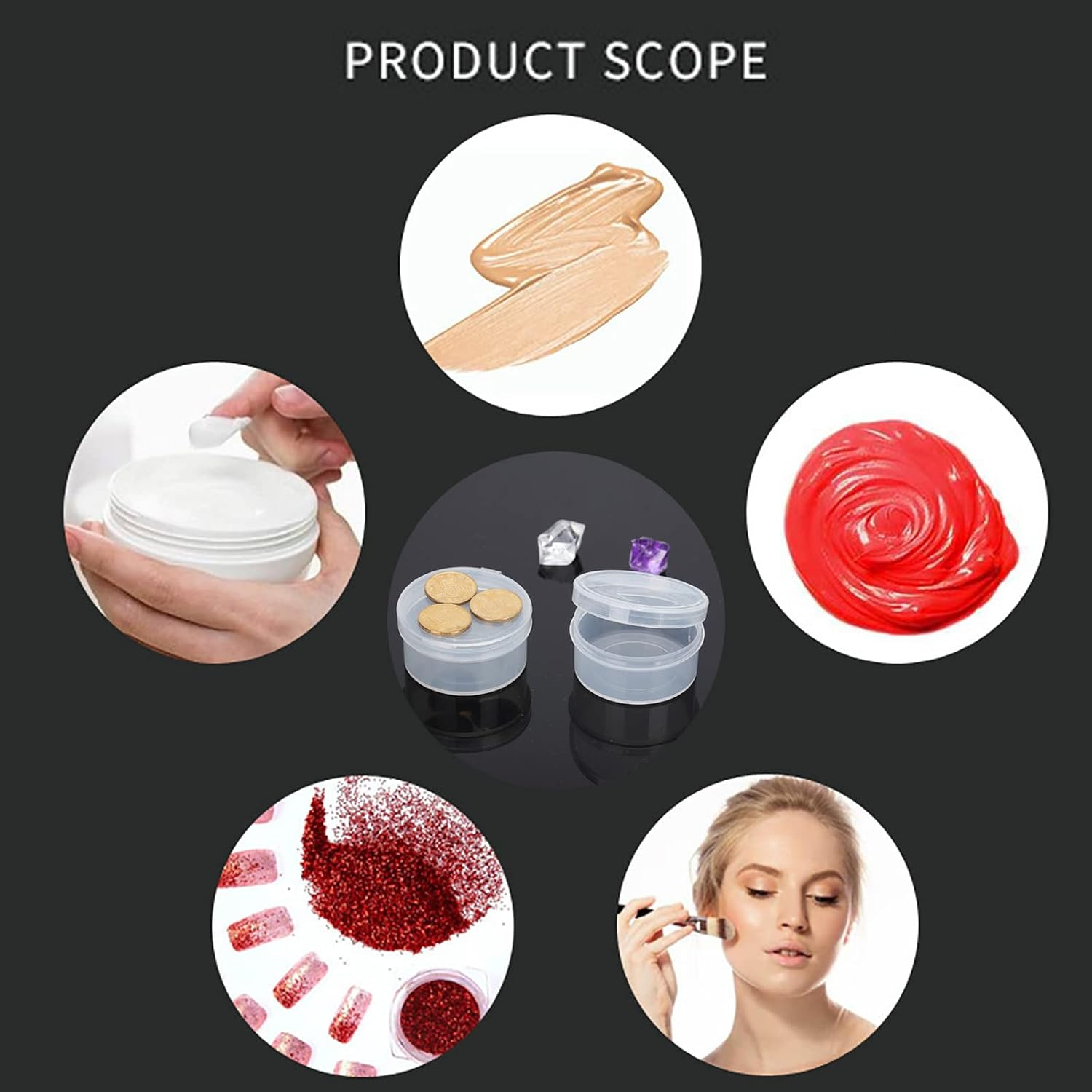 Zfyoung 50 Pcs Plastic Cosmetic Jar 5G/5Ml Clear Case with Snap Lids Portable,Travel Storage Cosmetic Samples Beauty Products Mini Containers with Lids, Airtight Cosmetic Containers with Lids,Holds