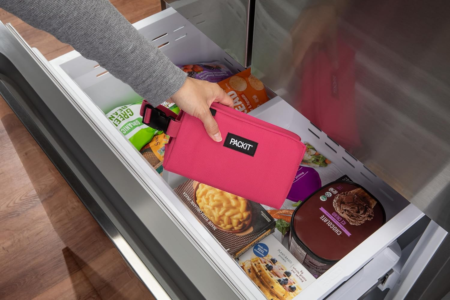 Packit&reg; Freezable Snack Box, Magenta, Built with ECOFREEZE&reg; Technology, Collapsible, Reusable, Zip Closure with Buckle Handle, Designed for Work Snacks, Fresh Snacks on the Go, Adults, and All Ages - Lavender image number 3