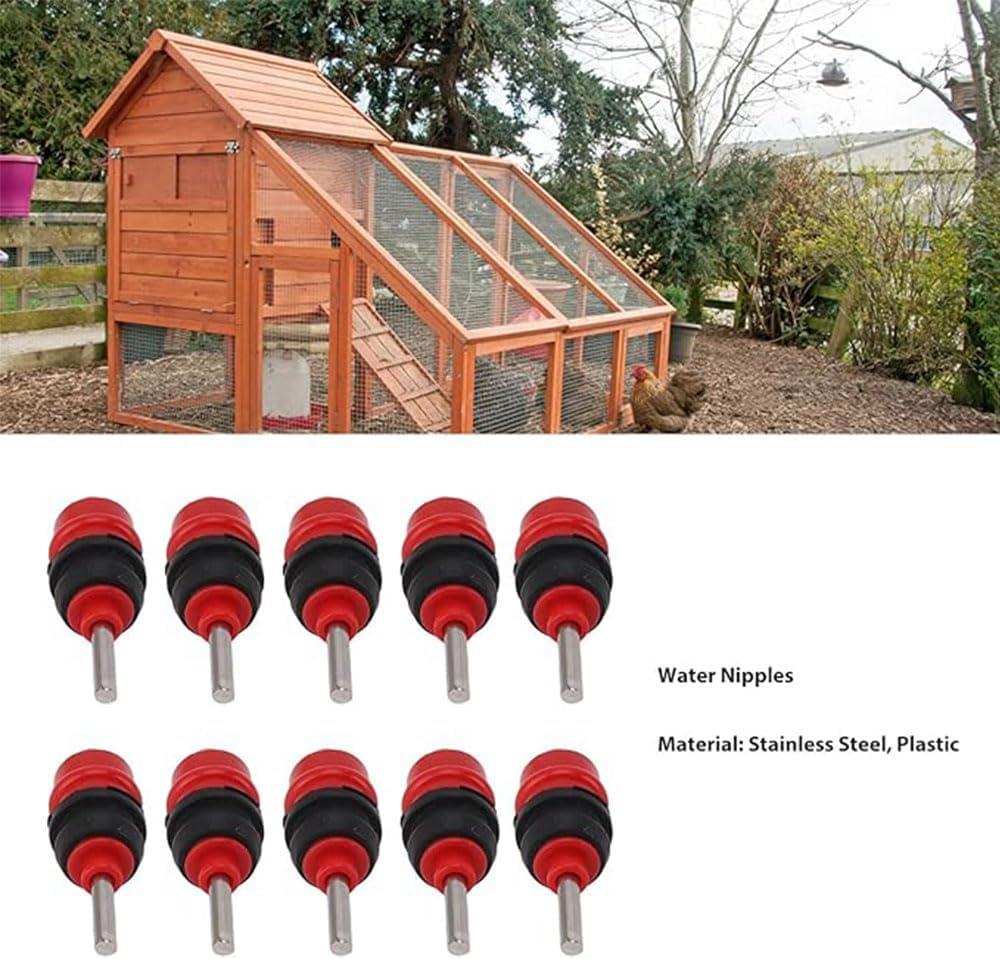 10Pcs Chicken Nipple Drinker Hen Automatic Water Feeder Screw Style Poultry Waterer,Automatic Poultry Waterer Screw in Style Chicken Water Nipples for Chicks image number 2