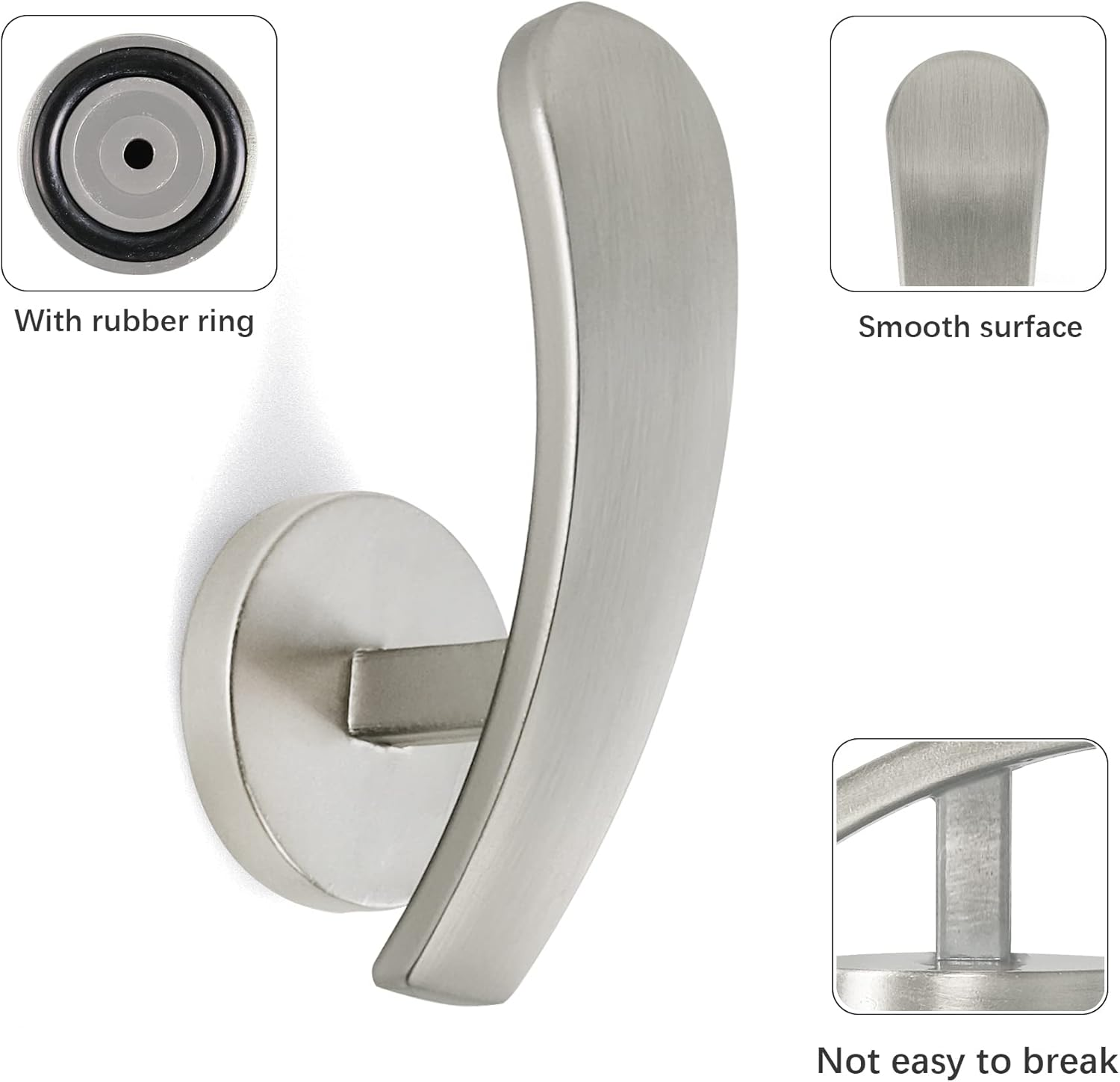 Curtain Holdback, 2Pcs Wall Mounted Drapery Tiebacks with Screws, Decorative Drapery Metal Hook Wall Hanger, Silver - Black image number 7