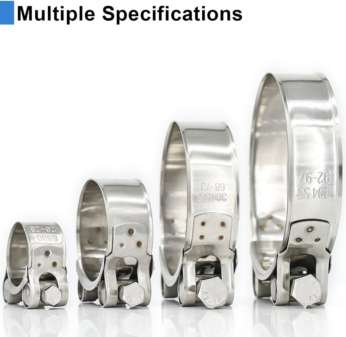 T-Bolt Hose Clamps 4 Pcs, 304 Stainless Steel Heavy Duty Clips, 36-39Mm Exhaust Pipe Clamping for Automotive & Plumbing (36-39Mm 4Pcs)