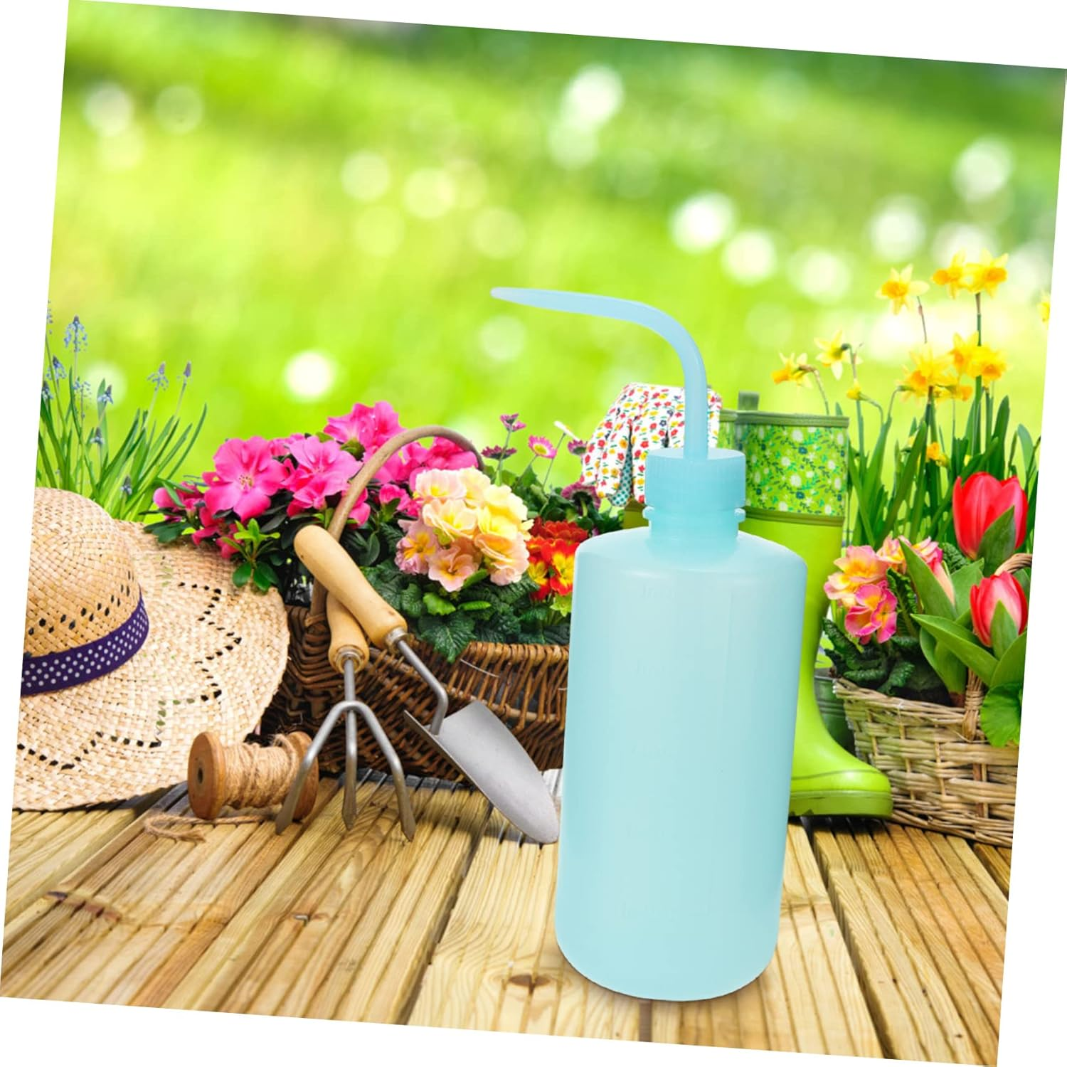 IWOWHERO 2Pcs Portable Squeeze Watering Bottles 500Ml Household Plant Water Supply Set Blue for Gardening and Indoor Potted Plants image number 3