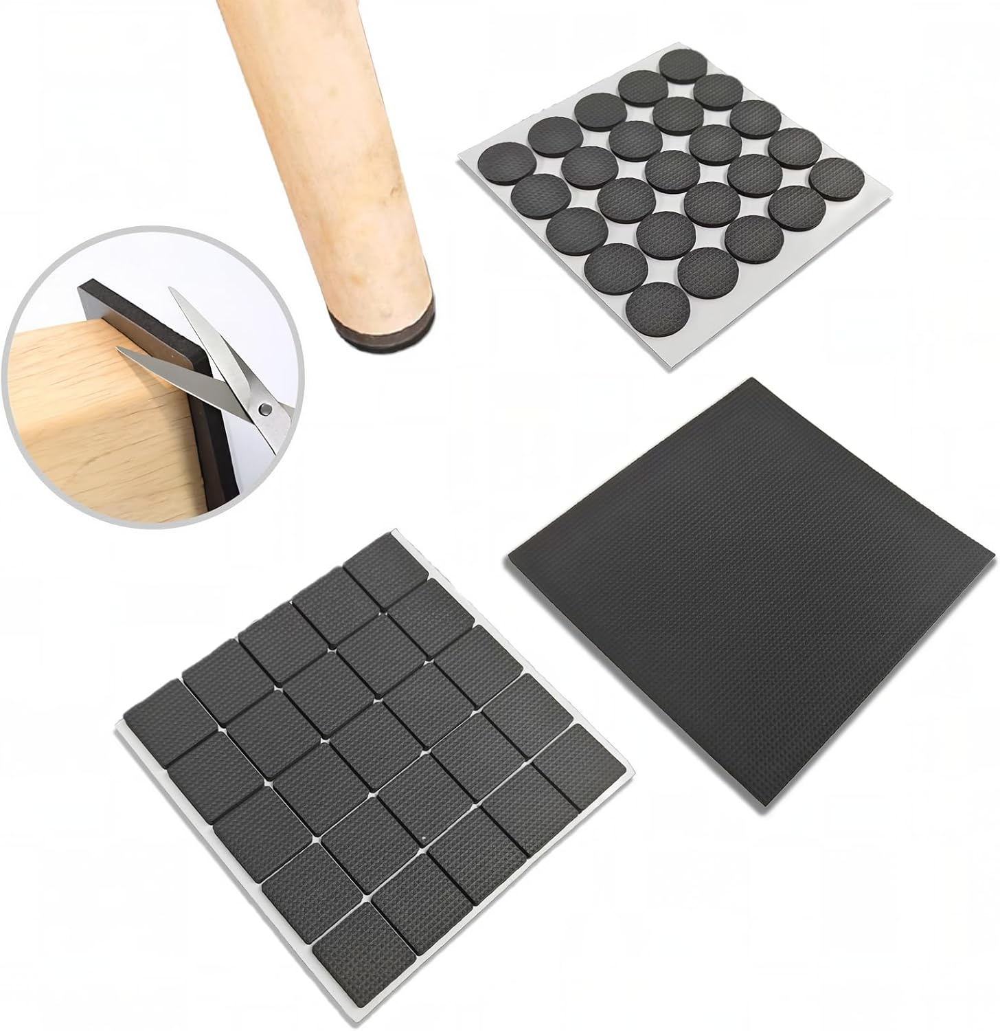 FLAFARY Non-Slip Furniture Pads Floor Protectors, Rubber Stickers Self-Adhesive Furniture Felt Pads for Chair, Table, Couch, Bed(102 PCS) image number 4