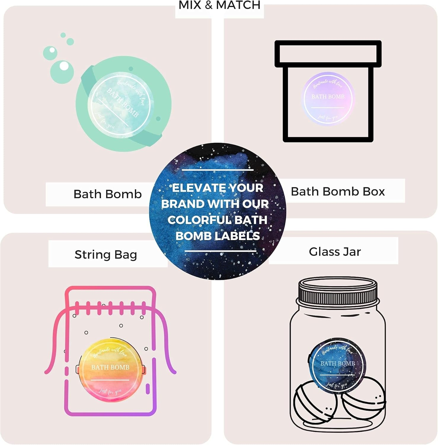 Mobiusea Creation Bath Bomb Labels Roll | 2 Inch |300 Pcs Waterproof Bath Bomb Stickers for Small Bags, Bath Bomb Making Kit, Bath Bomb Making Supplies, Bath Bomb Labels and Packaging image number 6