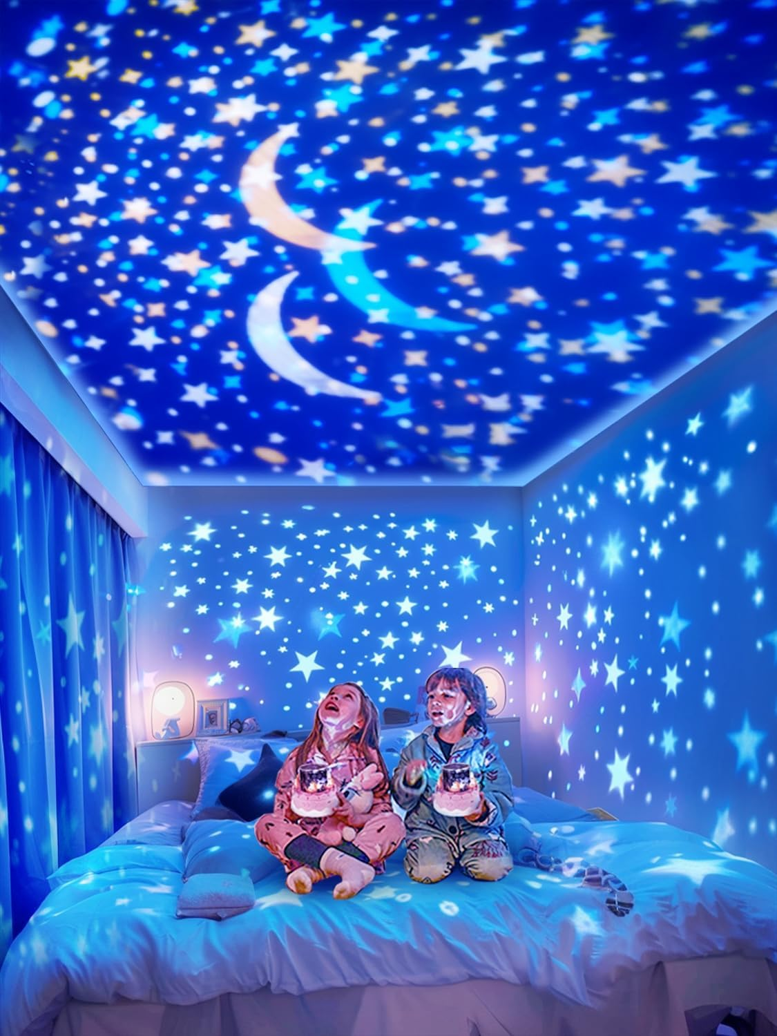 21 Sets of Films + 13 Soothing Music Sound, Projector Night Light for Kids, Kids Night Light Projector for Bedroom, Ceiling, Remote Music Star Projector for Girls with Timer 360&deg; Rotation, Room Decor image number 1