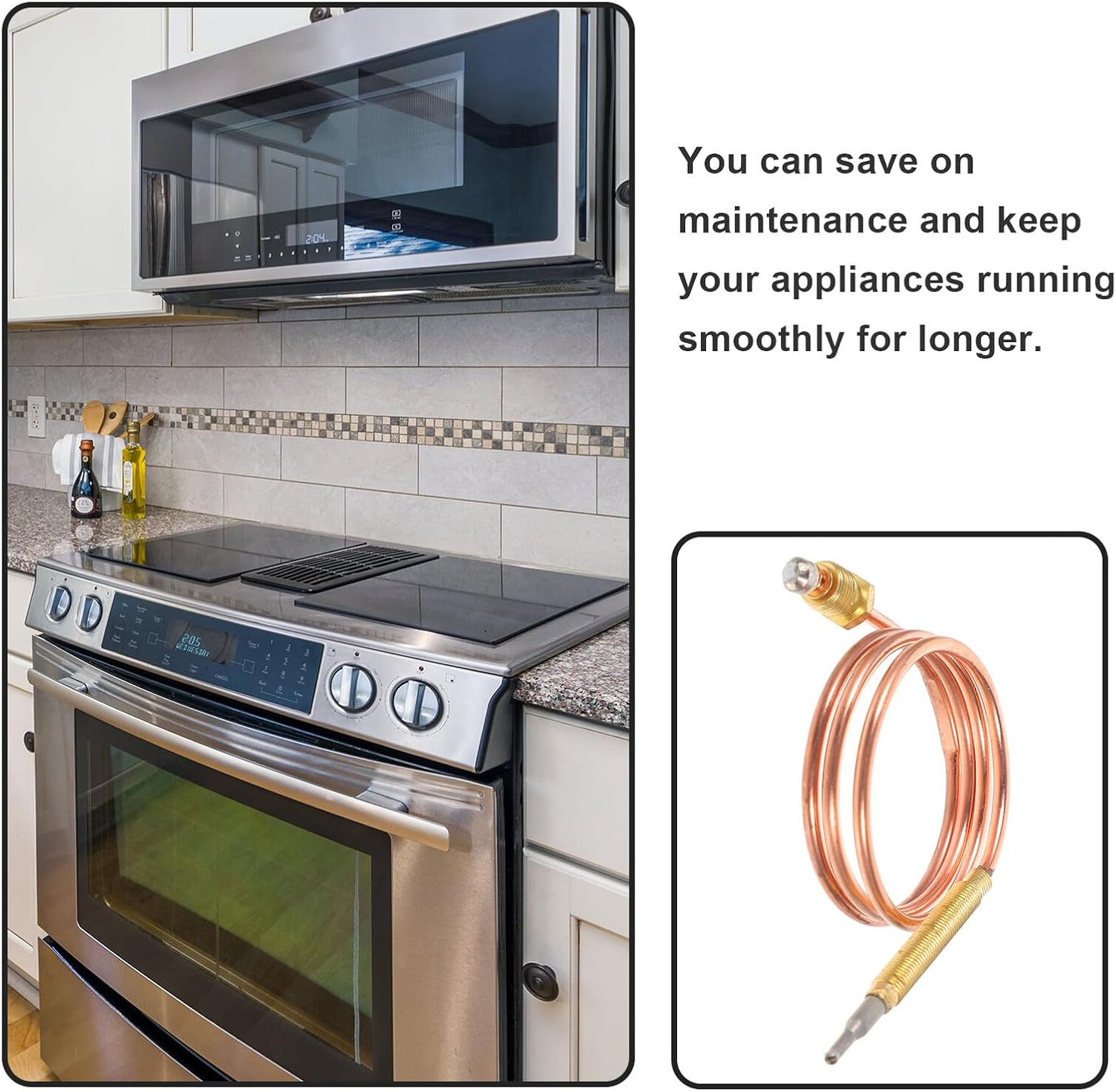 Fireplace Thermocouple Sensor for Oven Stove BBQ Grill Flameout Safety Probe with Precise Temperature Control Replacement Thermocouple for Heating Appliances image number 4