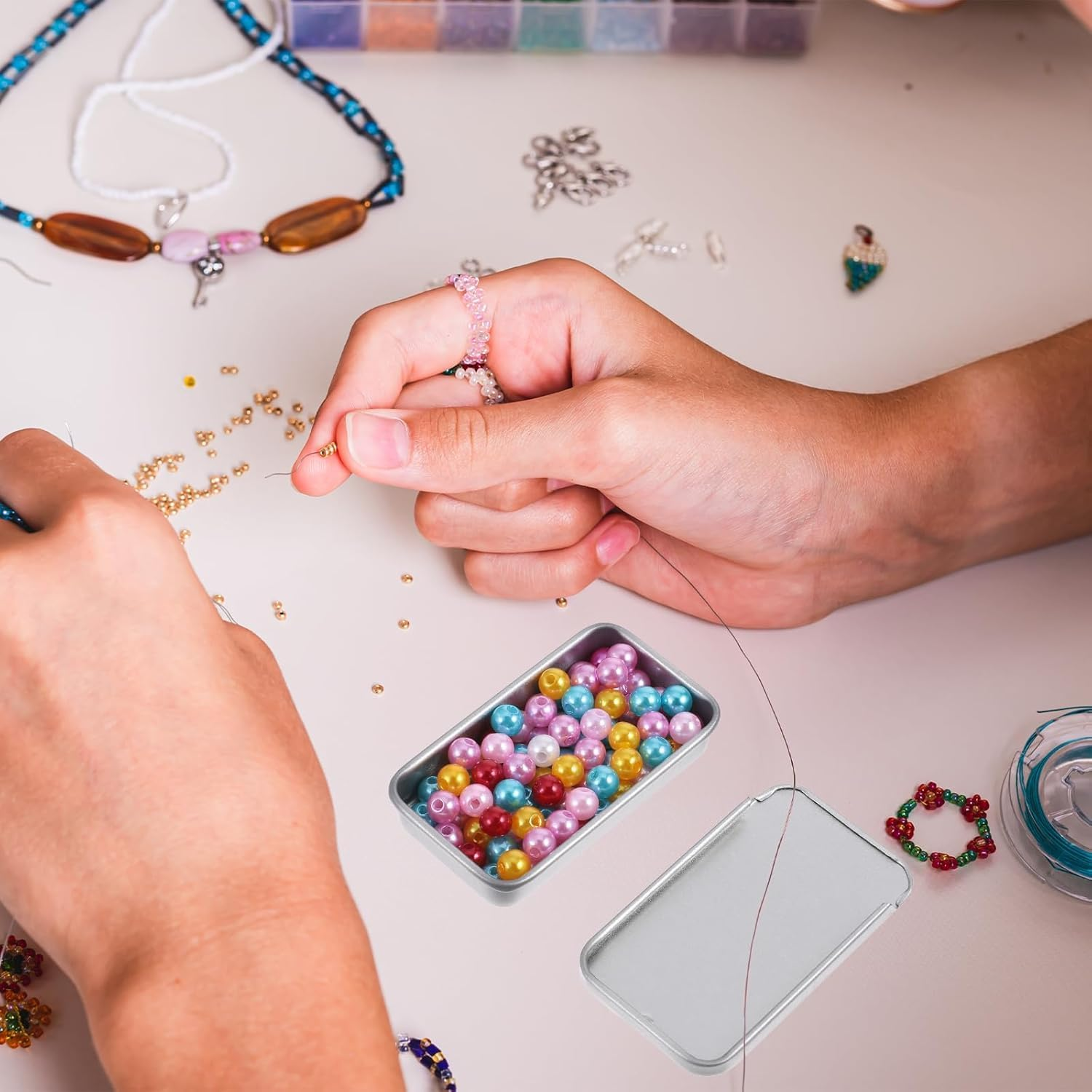 20Pcs Mini Portable Slide Top Small Tin Containers,2.36" X 1.34" X 0.39"Metal Tins Box Empty Storage Organizer Tins with Lids for Lip Balm Candies Candles (&lrm;Silver) image number 4