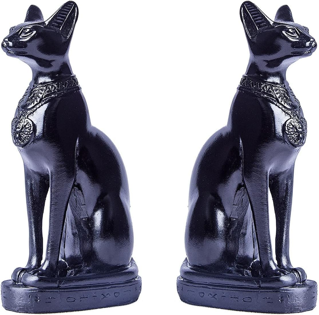 EASCHEER Egyptian Cat Goddess Bastet Statue 2PCS Collectibles Figurine Animal Statues Egyptian D&eacute;cor(4.2 Inches Black)