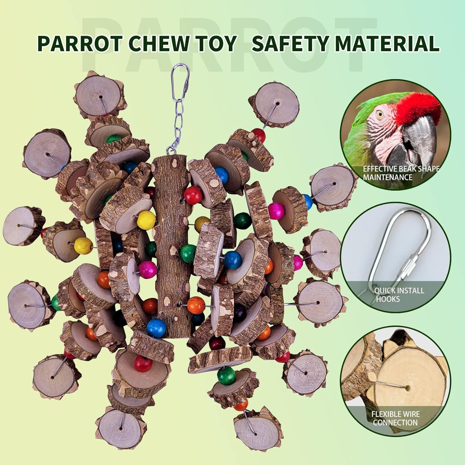 Bird Toys, Bird Large Parrot Toys, Natural Pet Bird Chewing and Chewing Toys for Amazon Parrots, African Gray Parrots, Macaws and Other Medium and Large Birds image number 1