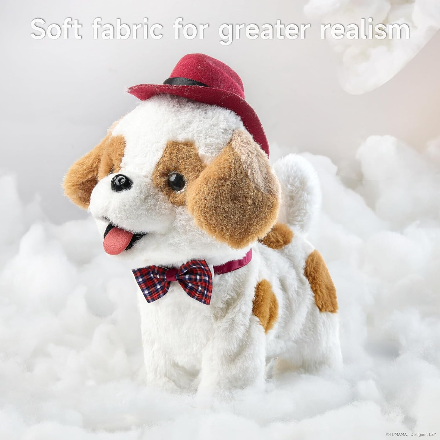 OR or TU Walking Barking Toy Dog with Remote Control Leash, Plush Puppy Electronic Interactive Toys for Kids, Wag Tail, Singing, Pretend Dress up Realistic Stuffed Dog Age 3 4 5 6 Years Old Best Gift