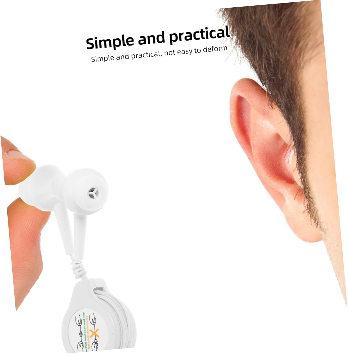 SEWACC Retractable in Ear Earphones with Cushions Lightweight Headphones for Music Compatible with Players and Smart Devices Easy Storage Comfortable Fit White image number 6