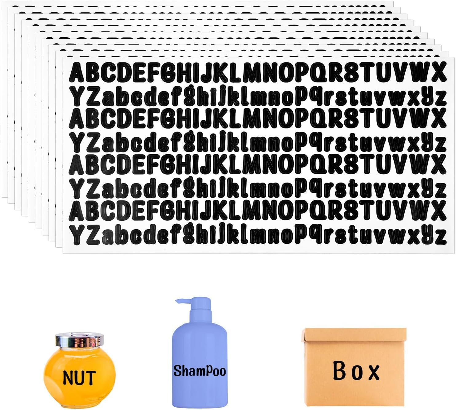 2080Pcs Letter Stickers - 10 Sheets of Vinyl Alphabet Stickers (1/2 Inch) in Uppercase & Lowercase - Small Decals for Scrapbooking, Classroom Use, and Craft Projects (Black) image number 6