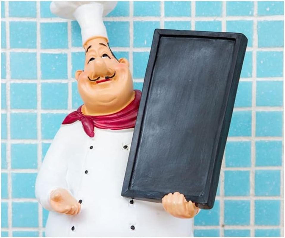 Holding Writable Chalkboard Sign Resin Chef Figurines, Cute Chef Statue Sculpture Ornaments Decoration for Home, Kitchen, Bar, Coffee, Restaurant Collection image number 2