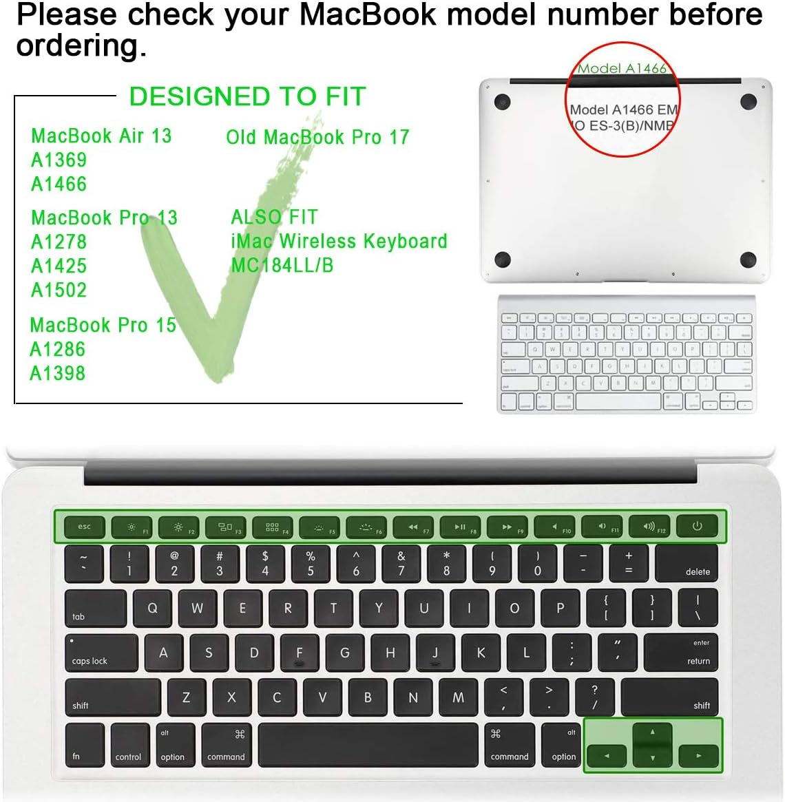 MMDW Russian Language Silicone Keyboard Cover Skin for Macbook Pro 13" 15" 17" (2015 or Older Version),For Macbook Air 13" A1369/A1466,USA Layout Protective Skin,Black - Taiwanese image number 5
