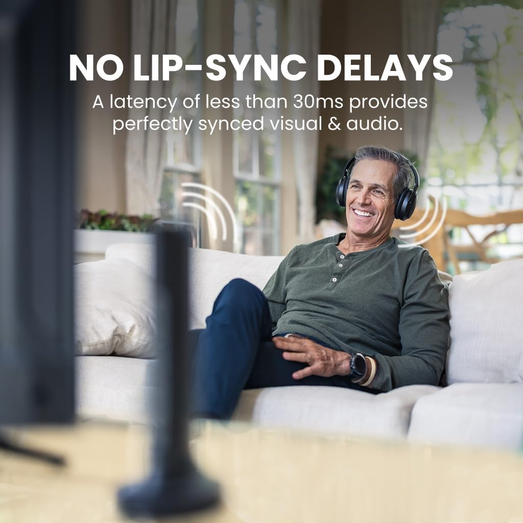 Avantree Opera plus - Wireless Headphones for TV Watching with Transmitter & Charging Dock 2-In-1, 3D Surround Sound, Clear Dialogue Mode, Pass-Through Support, and 164Ft Long Range image number 4