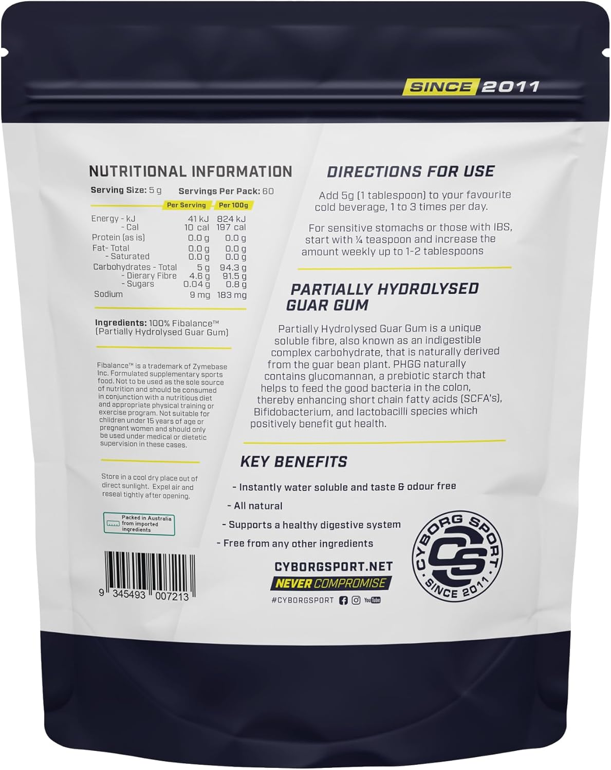 PHGG Partially Hydrolysed Guar Gum - 300G - 60 Servings image number 1