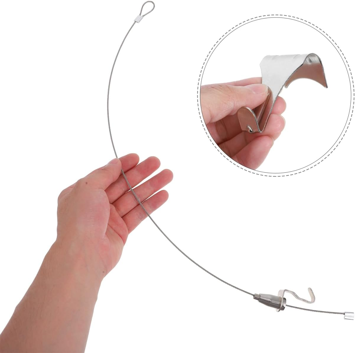 OSALADI 10 Sets Picture Rail Hook Picture Hooks Art Hanging Kit Wire Kit Wire Hanger Hooks for Hanging Pictures Picture Wire Hanging Kit Picture Rail Hanging System Steel Wire image number 5