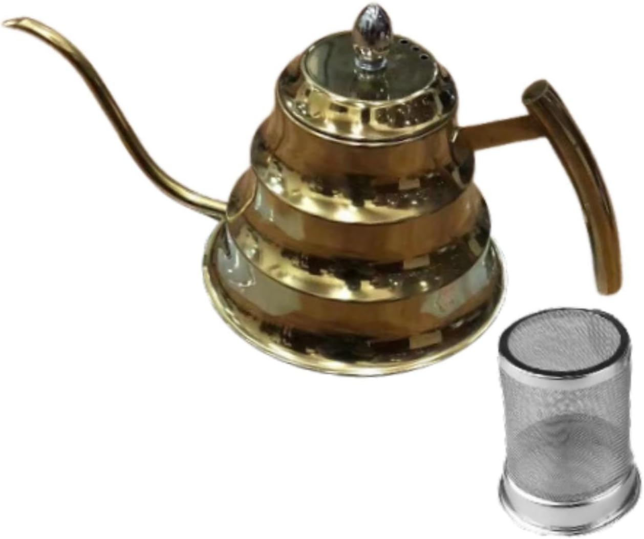 AFXGUSD Coffee Kettle Stainless Steel Gooseneck Drip Kettle Pour over Filtered Teapot Long Spout Pot for Tea Espresso Suitable for Gift Giving Home, Gold - Sliver image number 2