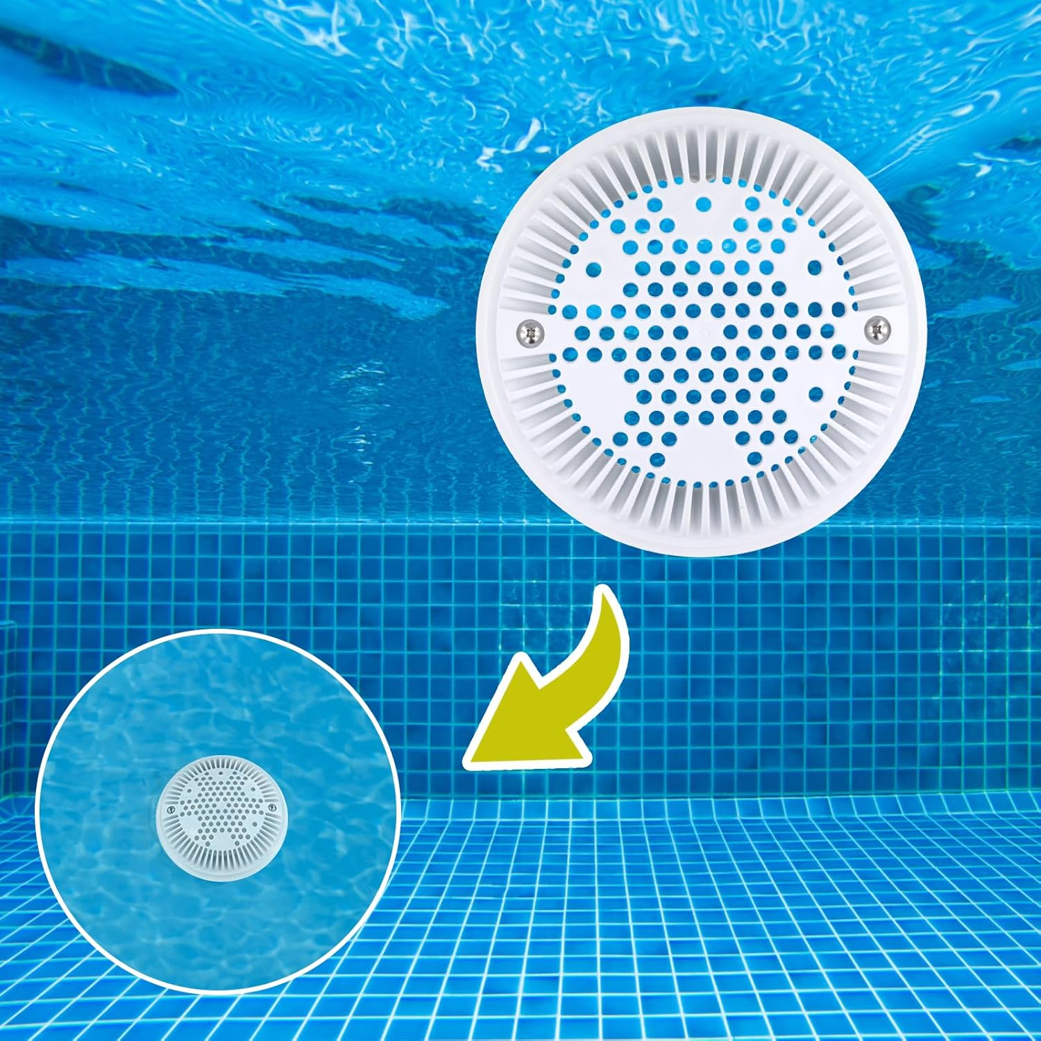 8In Swimming Pool Drain Cover, White Main Drain Cover Vortex-Resistant Drain Cover round Pool Overflow Drain Cover Floor Drain Cover Pool Drain Outlet for Inground Pools Replacement image number 3