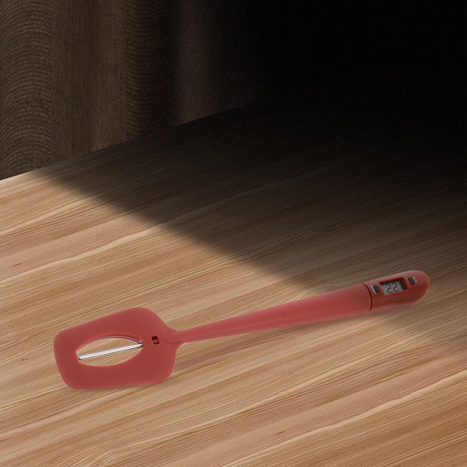 EXAOMBLE Silicone Spatula Thermometer for Candy Baking with Digital Temperature Gauge, Brown Heat-Resistant Kitchen Tool for Jam, Chocolate, and Dough Cooking image number 3