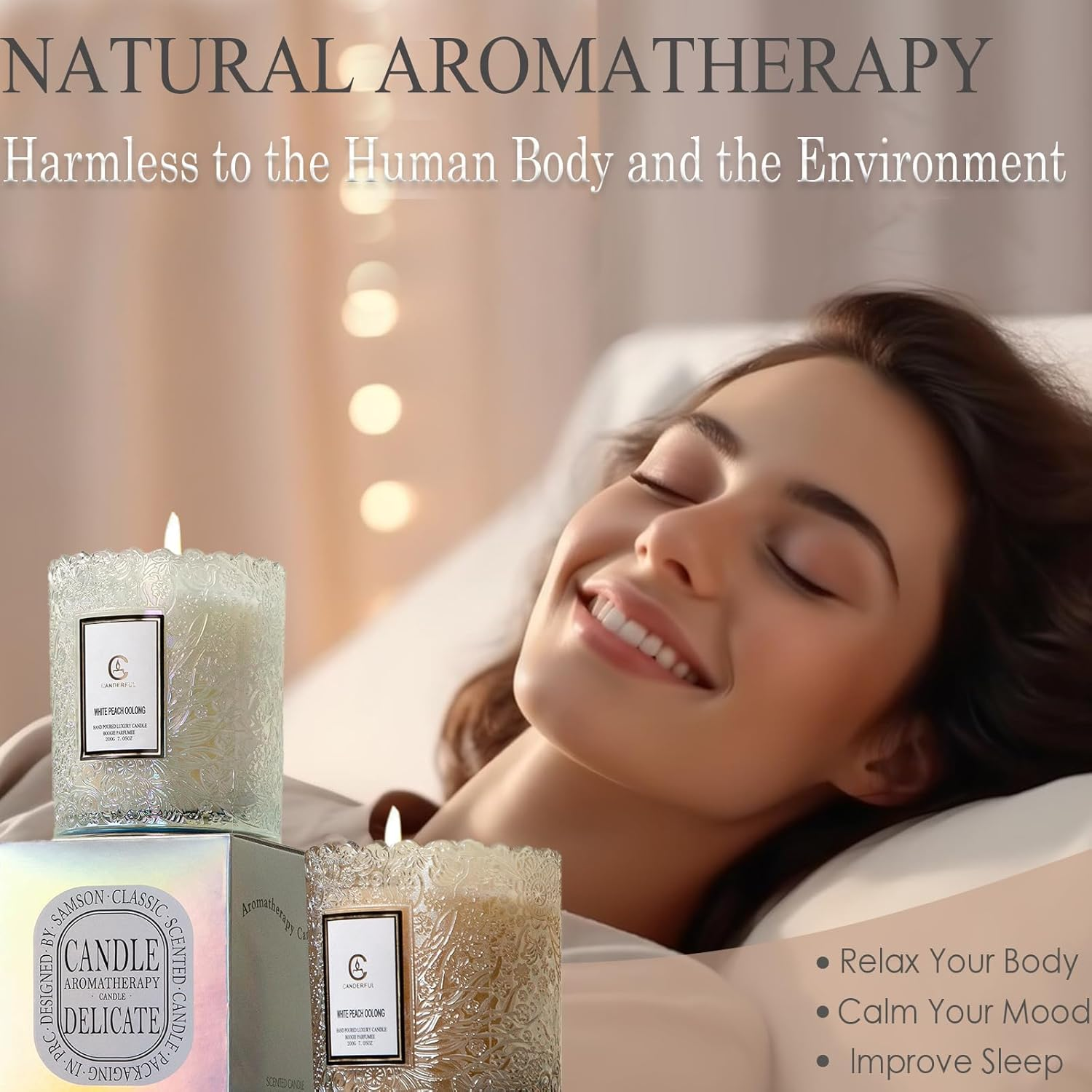 Scented Candle in Elegant Glass Box, 7 Oz/ 200G - 100% Natural Soy, 30-Hour Burn Time - Perfect Home Fragrance, Thoughtful Gifts for Women and Men (Osmanthus) image number 3