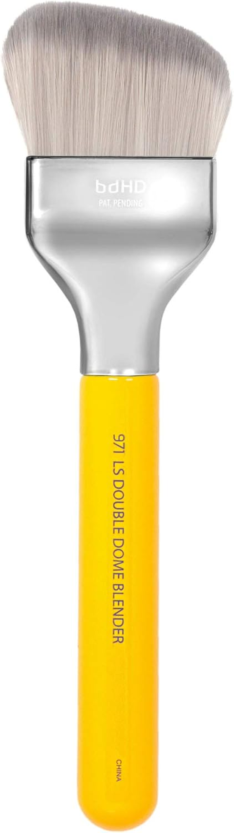 Bdellium Tools Professional Makeup Brush - Studio Series 971 Large Slanted Double Dome Blender - with Soft Synthetic Fibers, for Quick & Easy Application and Blending (Yellow, 1Pc)
