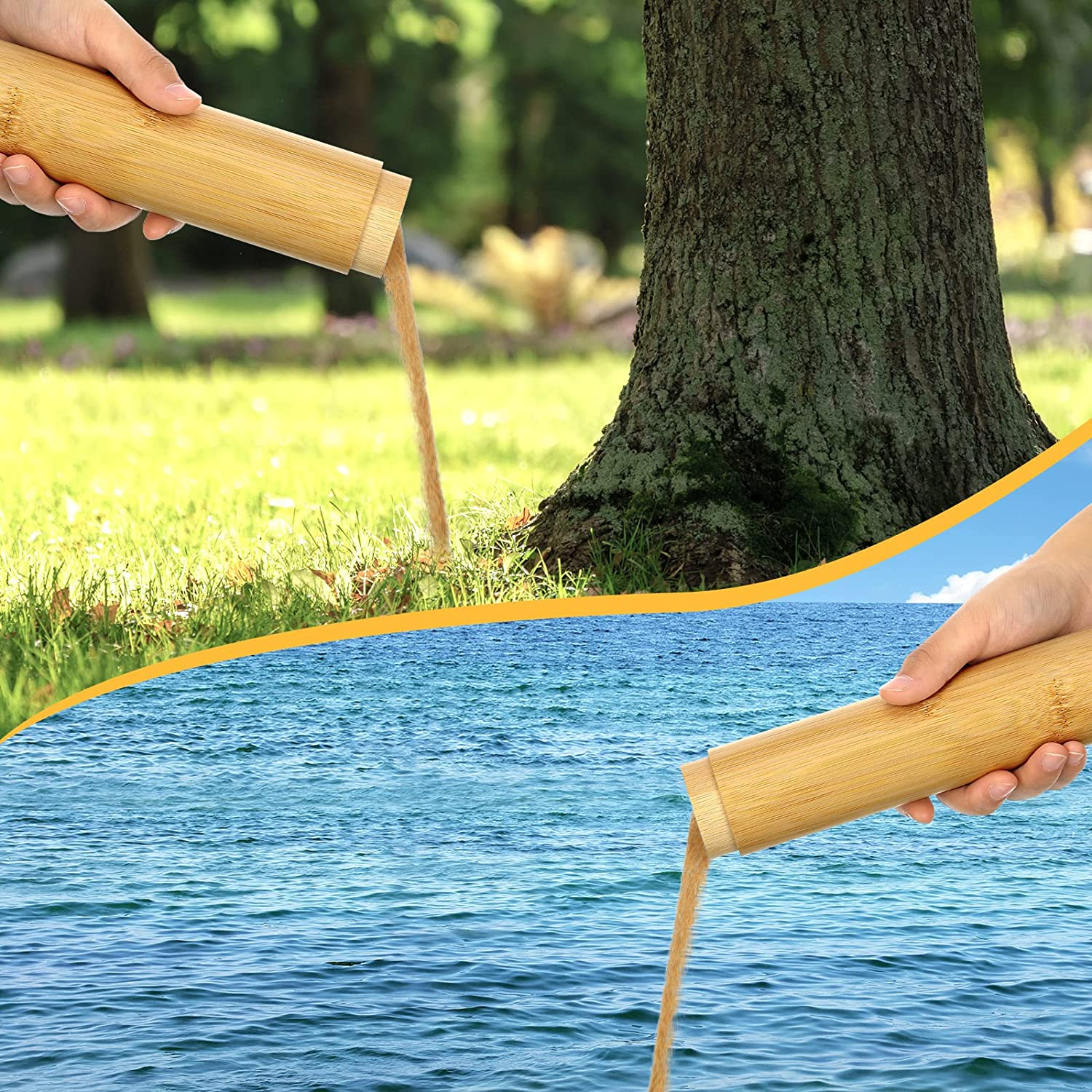 Yalikop 2 Sets Scattering Urns Bamboo Scattering Cremation Small Urns Mini Bamboo Spreading Funeral Urn Tube Keepsake Urn with Black Velvet Bag Human Ashes Casket for Humans Pet Dog image number 2