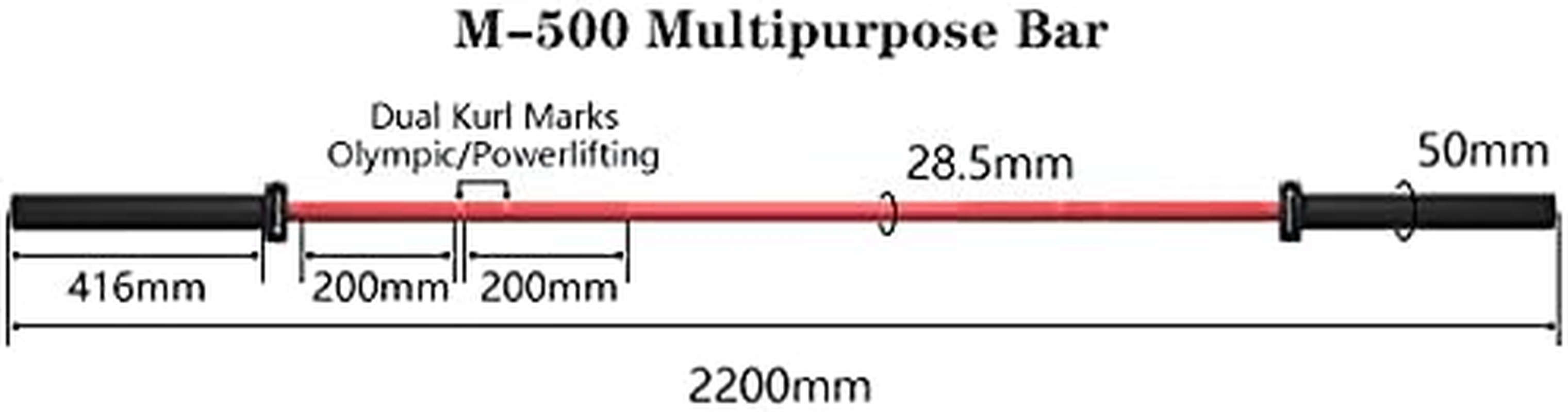 METEOR Olympic Barbell - Weightlifting, Dumbbell, Tricep, Ez Curl Bar - 20Kg, 50Mm Olympic Bar