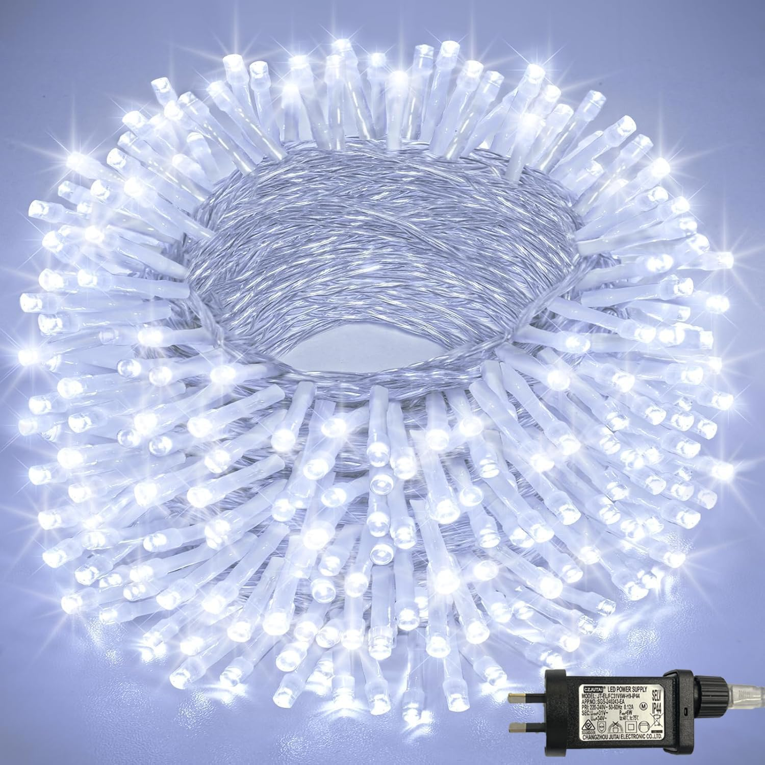 100Ft 300 LED White Christmas Lights Indoor Bedroom, Connectable White String Lights Outdoor Clear Wire, 8 Modes Twinkle String Lights Plug in for Room Tree Wedding Christmas Decoration
