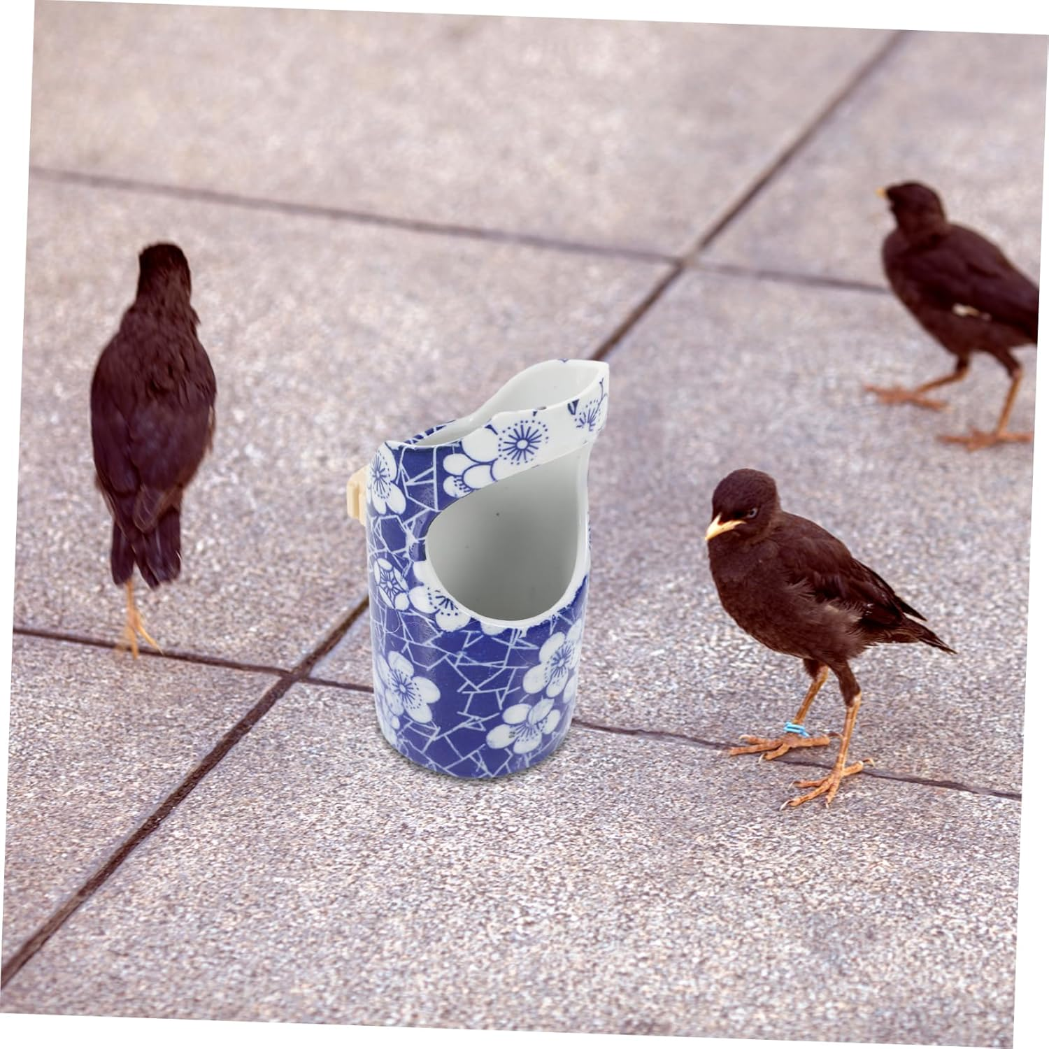 VILLFUL Anti-Swing Bird Food Cup Bird Food Dispenser Bird Feeders Outdoor Bird House Feeder Ceramic Bird Feeder Parrot Food Container Parrot Food Cup Bird Feeder Outdoor Garden Re-Usable image number 2