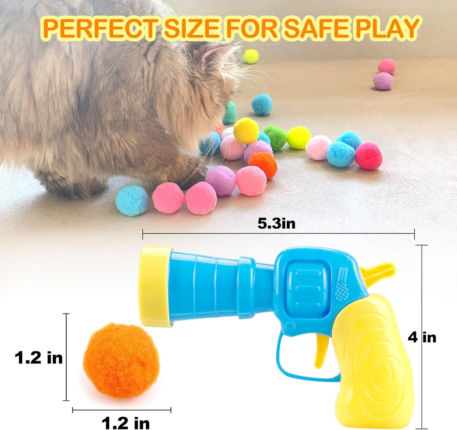 31Pcs Cat Ball Toy Launcher Gun, Cat Balls Fetch Toy, 30Pcs Plush Fuzzy Balls Launcher Cat Toy for Cats with 1 Gun, Funny Interactive Cat Toys for Bored Indoor Adult Cats, Cute Kitten Kitty Toys image number 2
