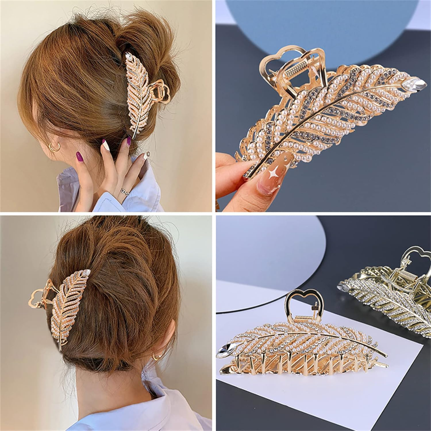Hair Clips for Women, Cute Claw Clip, Creative Hair Accessories,Golden Leaves image number 4