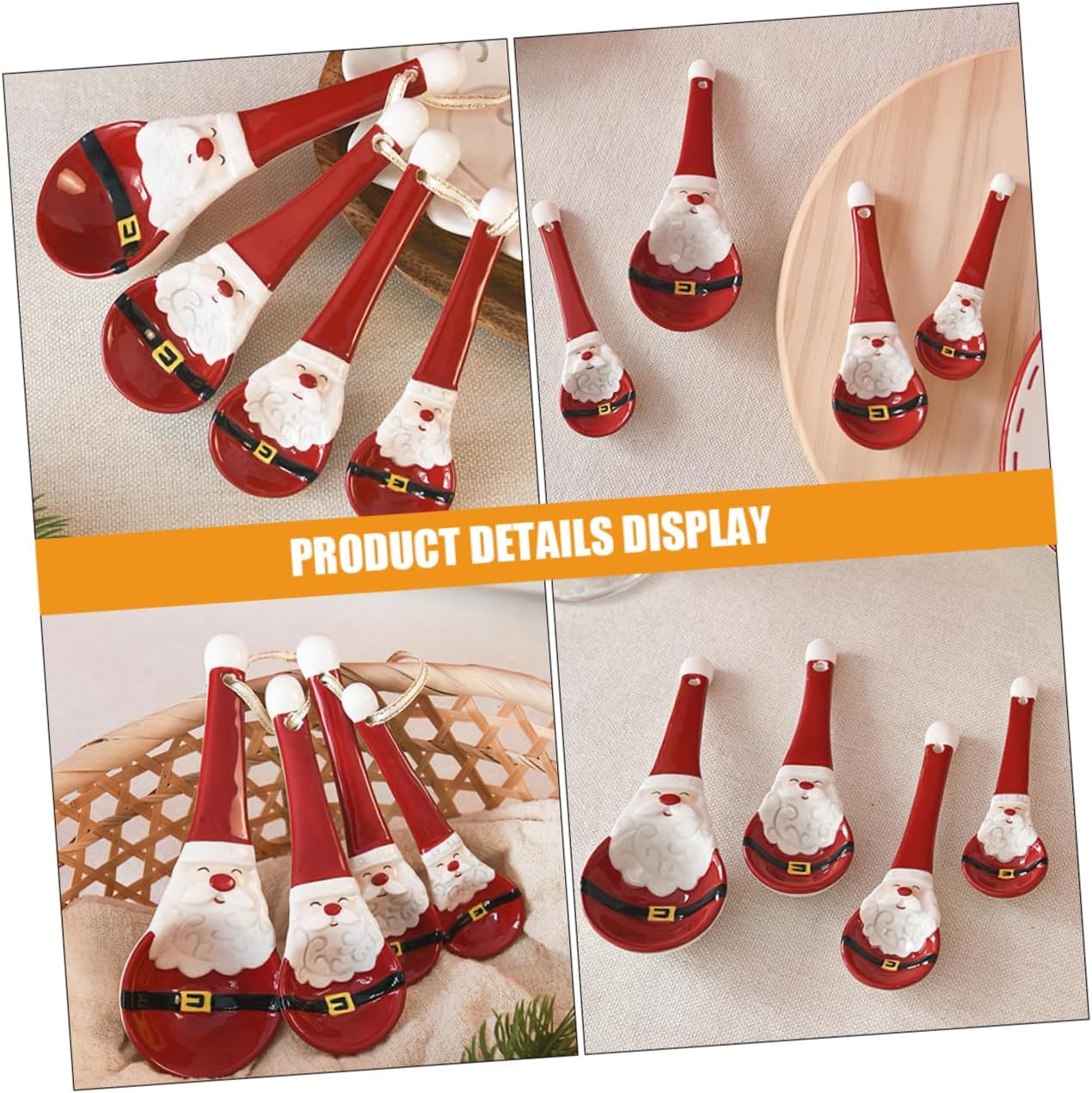 Christmas Santa Ceramic Measuring Spoons Baking Spoons for Salt Sugar Spices Festive Kitchen Essentials image number 6