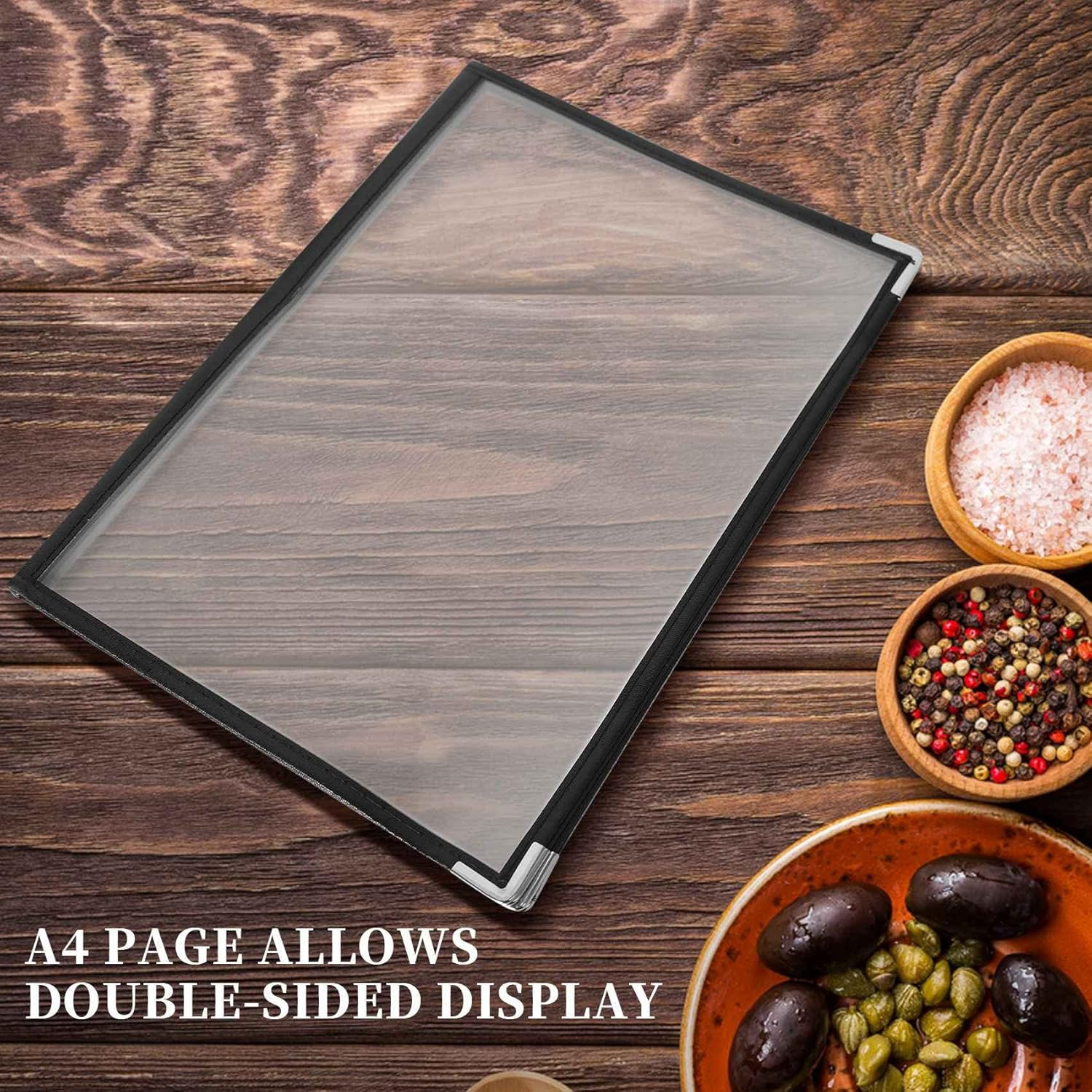 Pvcqjkd 2Pcs Transparent Restaurant Menu Covers for A4 Size Book Style Cafe Bar 4 Pages 8 View image number 2